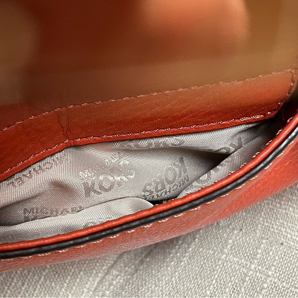 MICHAEL KORS Orange Gold Logo Pebbled Leather Handbag / Bag / Purse - Picture 10 of 12